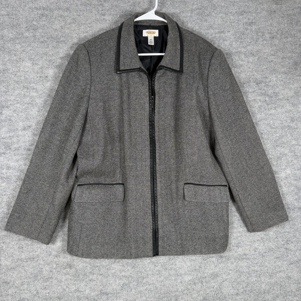 Vintage Talbots Size-16W Women Blazer Herringbone 100% Wool Lined Jacket